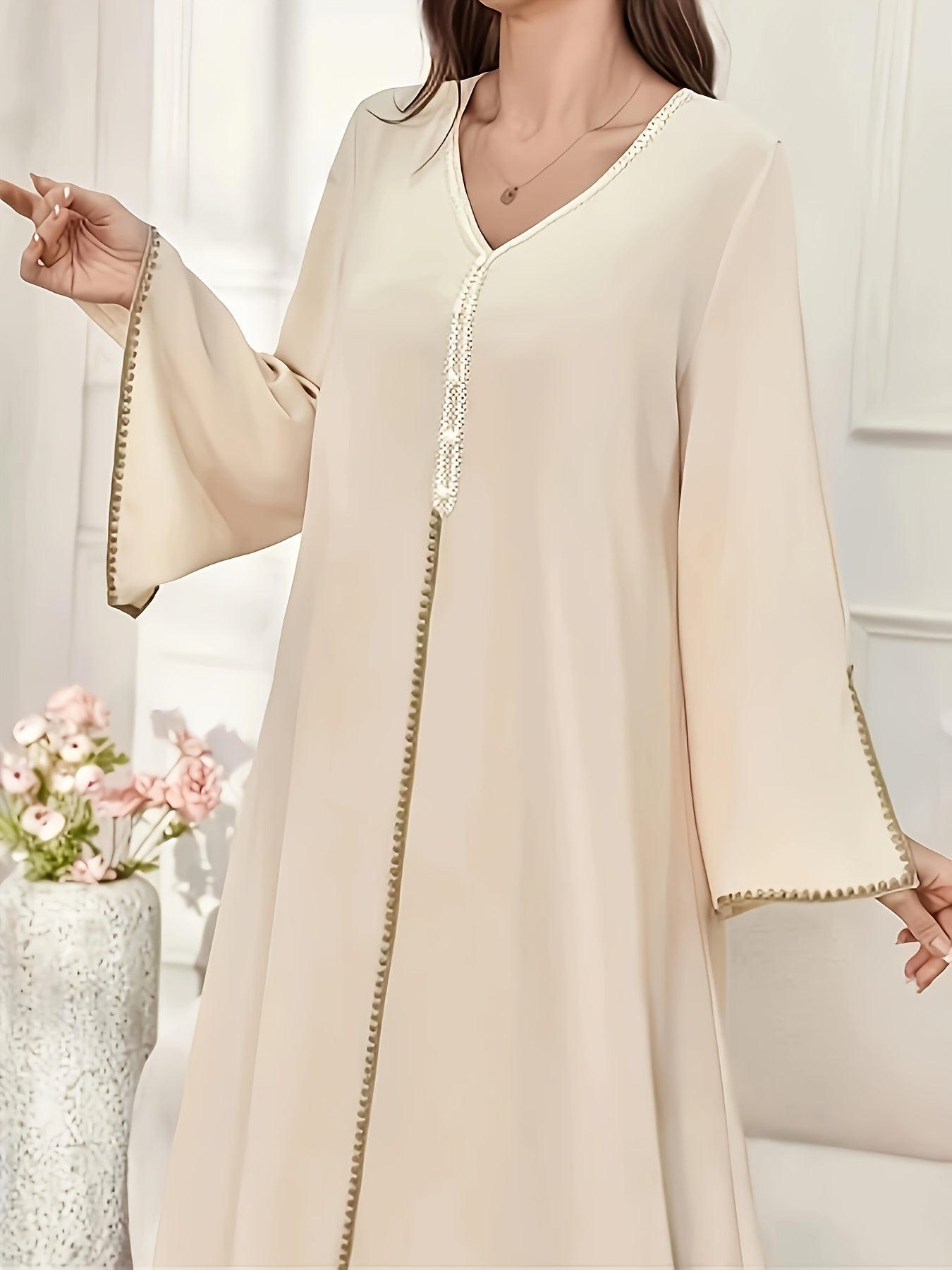 Women's Elegant Casual Baju Abaya | 100% Polyester | Lightweight 170g/m² Woven Fabric | Spring/Summer/Fall Wear | Ramadan