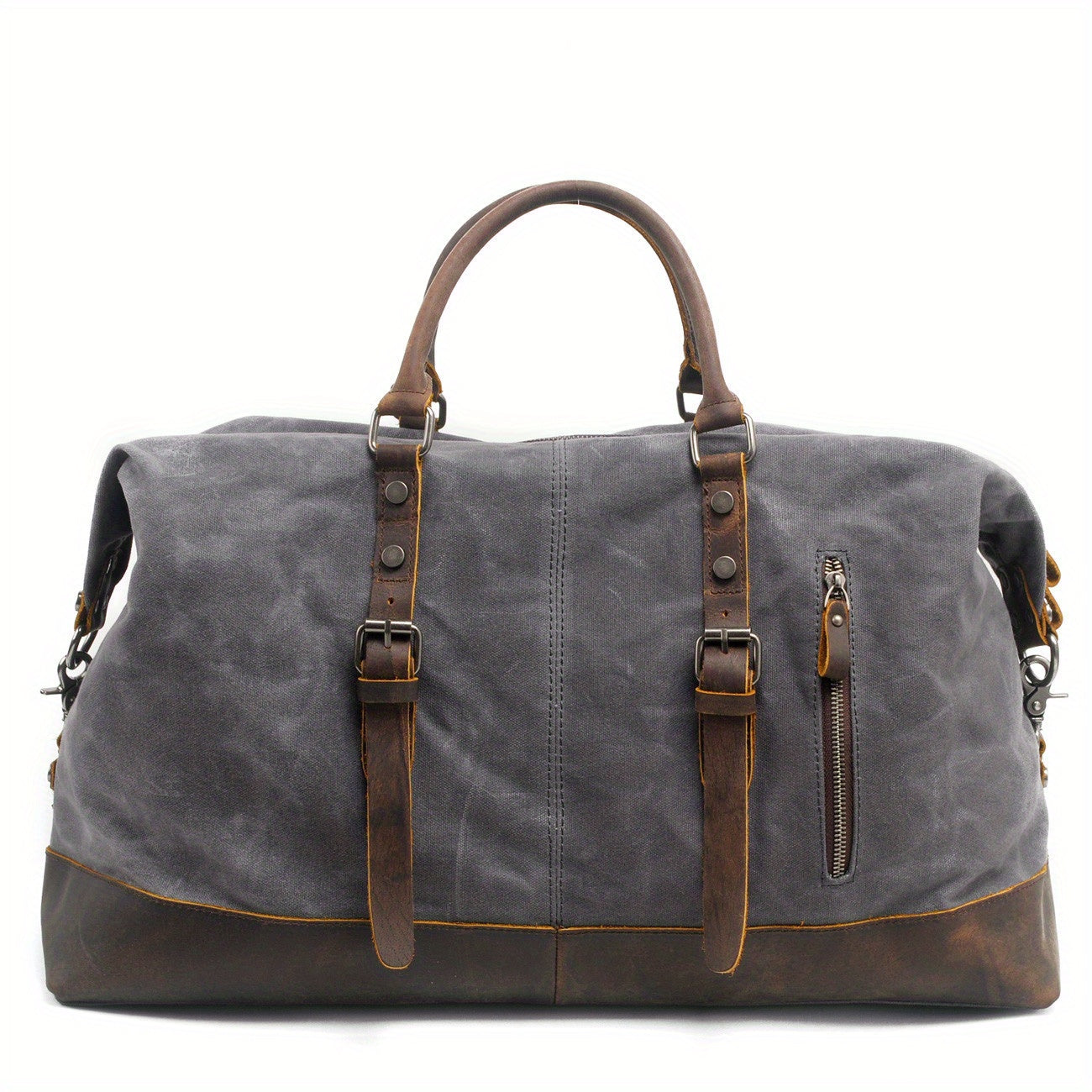 Vintage Retro Large Capacity Leather Duffel Travel Bag Men's Handheld Fashion Short Trip Gym Bag Oil Wax Crossbody Luggage Pack