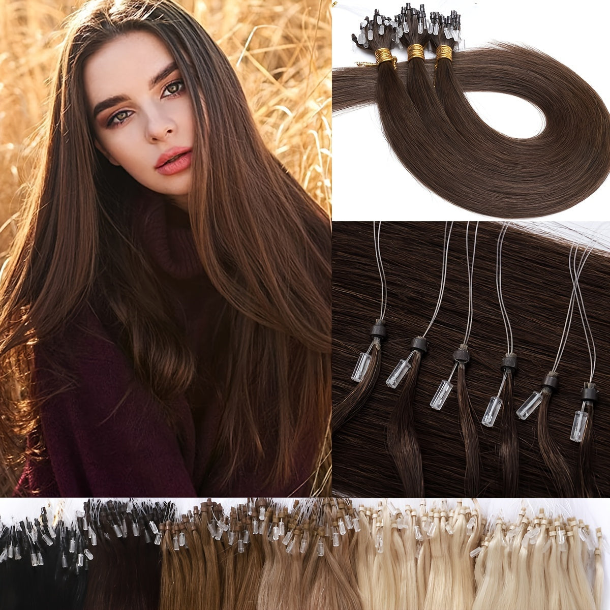 50G/Pack THICK Micro Ring Loop 100% Human Hair Extensions