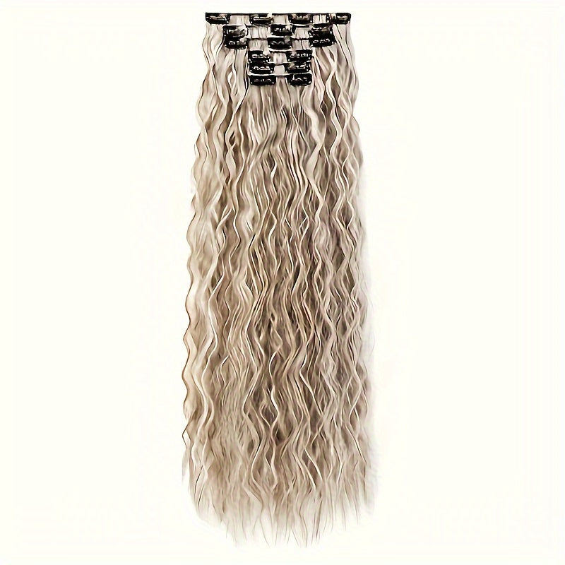 6pcs Synthetic Clip In 24 Inch Long Curly Wavy Hair Extensions