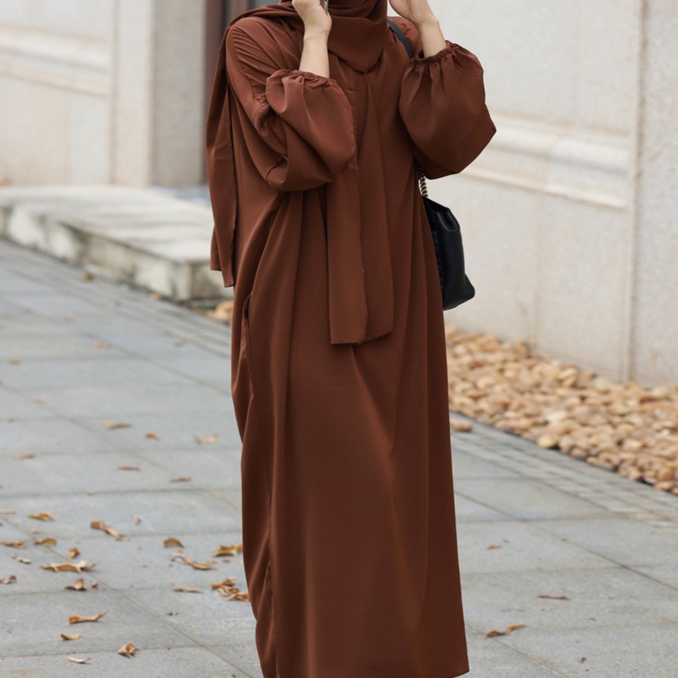 Women'S Loose Modest Jibab Abaya with Headscarf - Long Sleeve, Polyester, Non-Stretch Fabric | Ideal for Ramadan and Daily Wear, Casual Style, Allseason Abaya | Elegant Abaya | Polyester Abaya