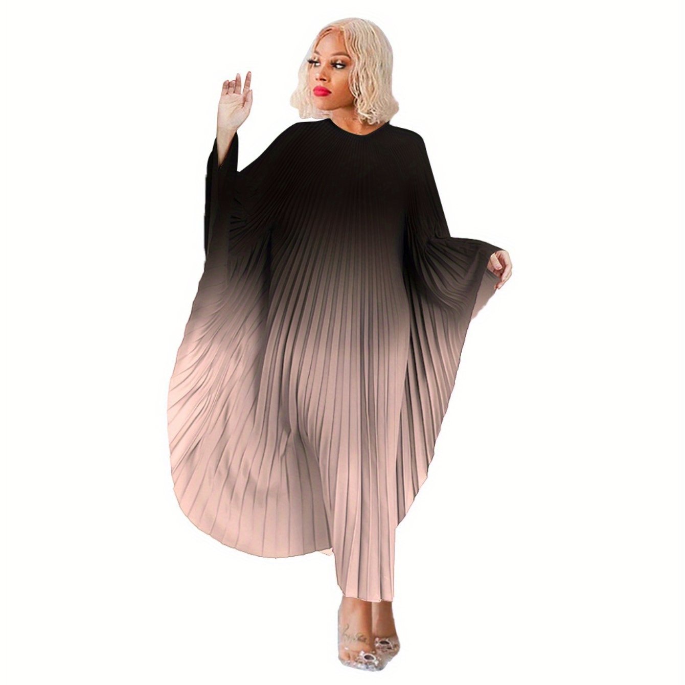 Plus Size - Elegant And Stylish Pullover Cape Abaya Dress with Bat Sleeves for Plus Size Women, Designed for The Autumn And Winter of 2025.