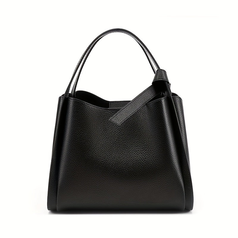 Real Leather Women's Crossbody Handbag, Medium-sized Bag, First Layer Cowhide Large Capacity Bucket Bag, High-quality Crossbody Bag, Fashionable Ladies