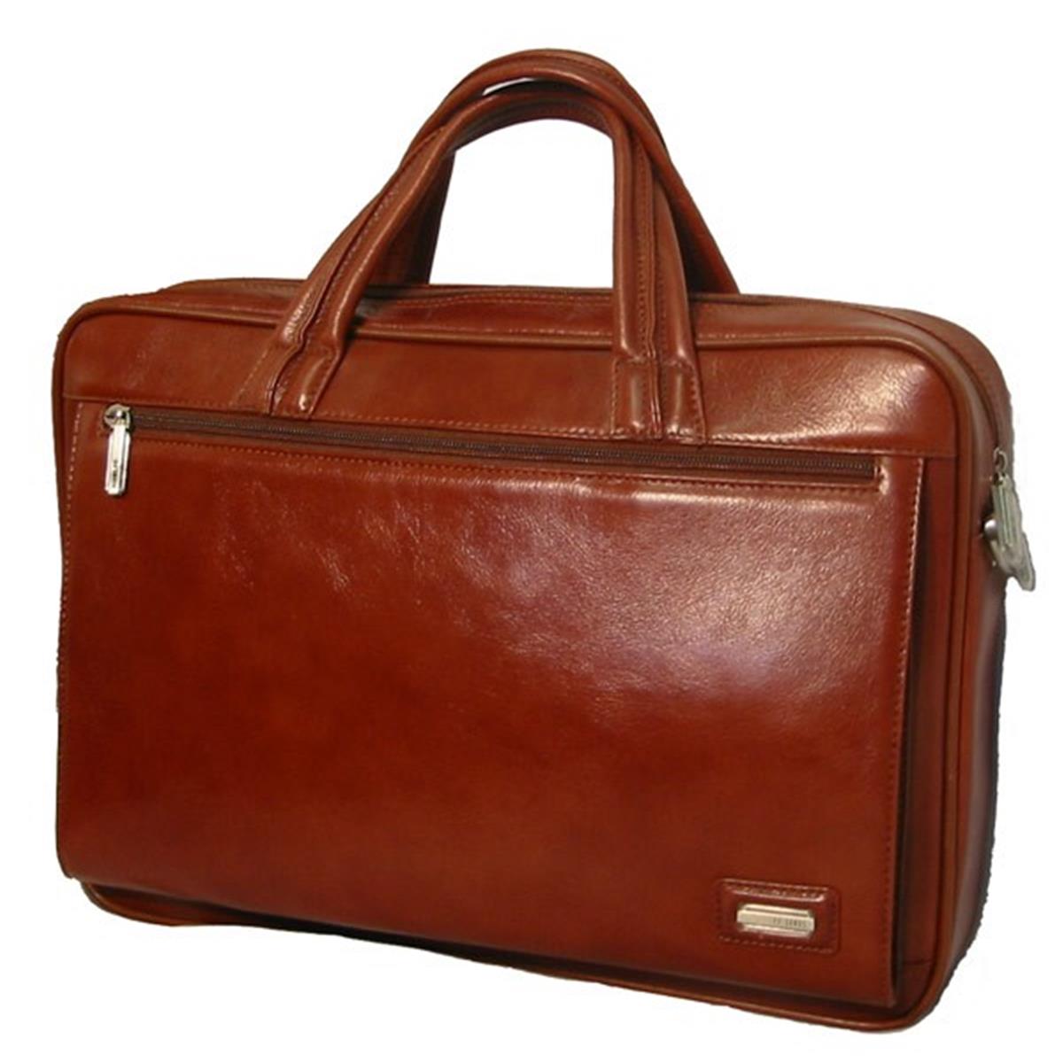 Main Full Grain Large Leather Laptop Bag Executive Portfolio 15.5 x 11 x 3 in Brown