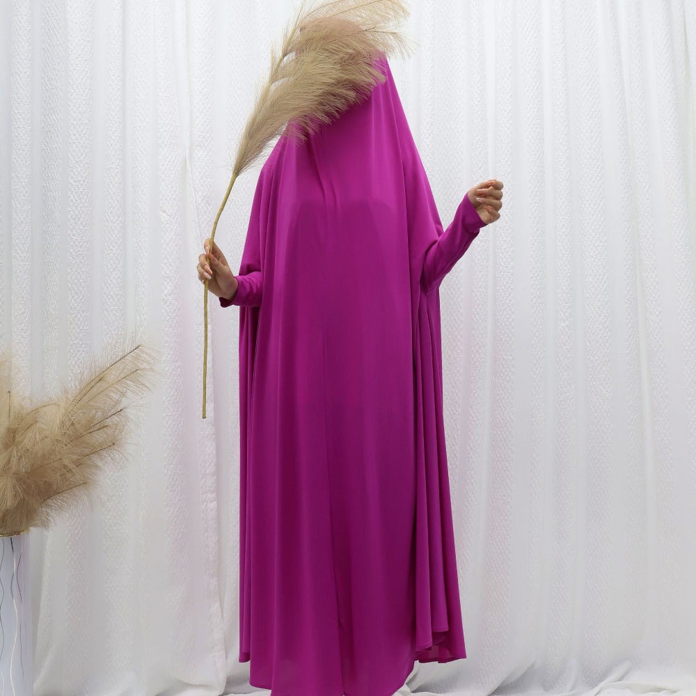 Women's Middle Eastern Baju Abaya Dress - Solid Color Hooded Robe with Bat Sleeves, Modest Traditional Long Gown for Daily & Formal Wear, Comfortable & Versatile Elegant Islamic Attire