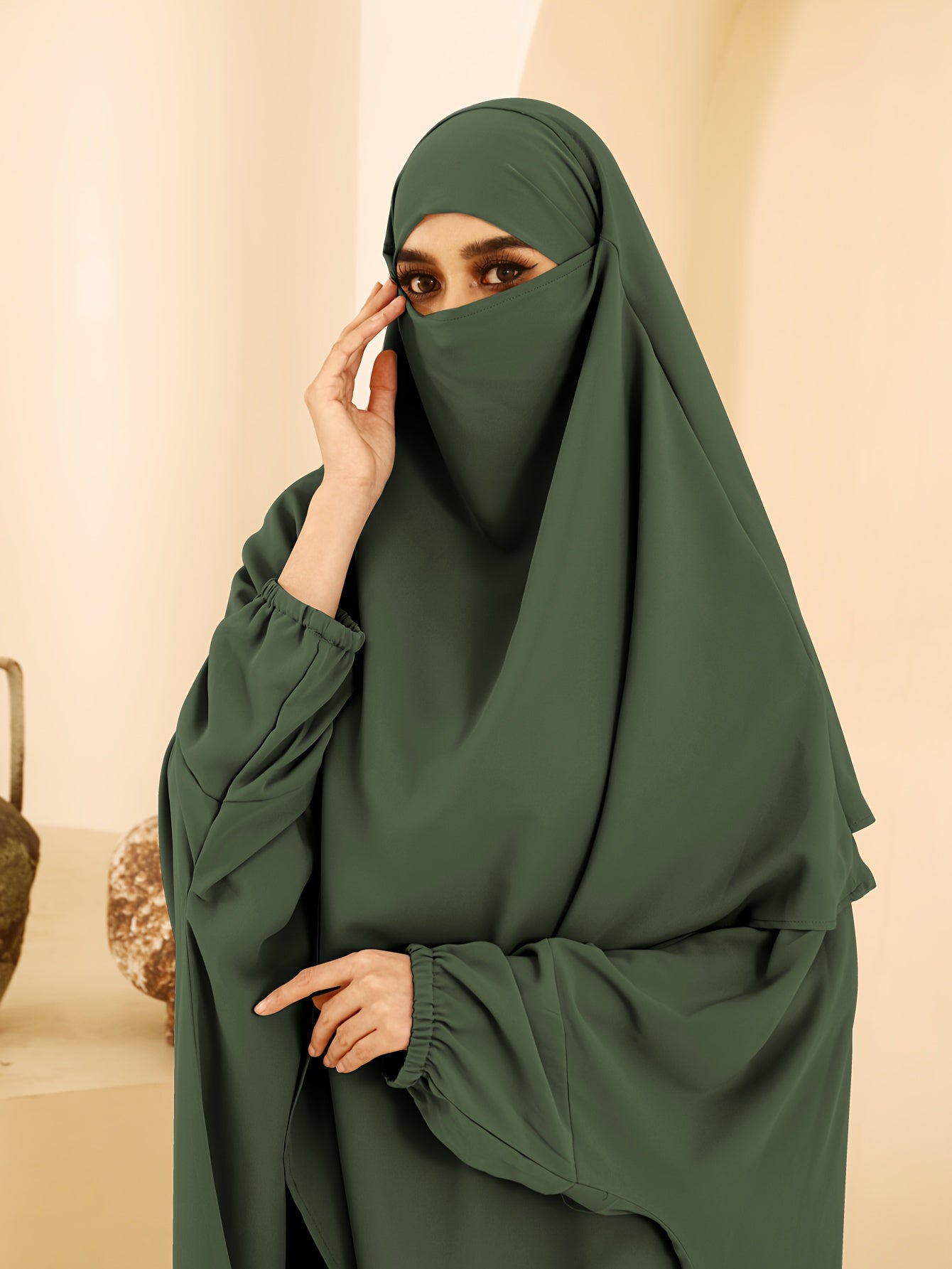 slim fit dress slacks Safa Organza Abaya Set