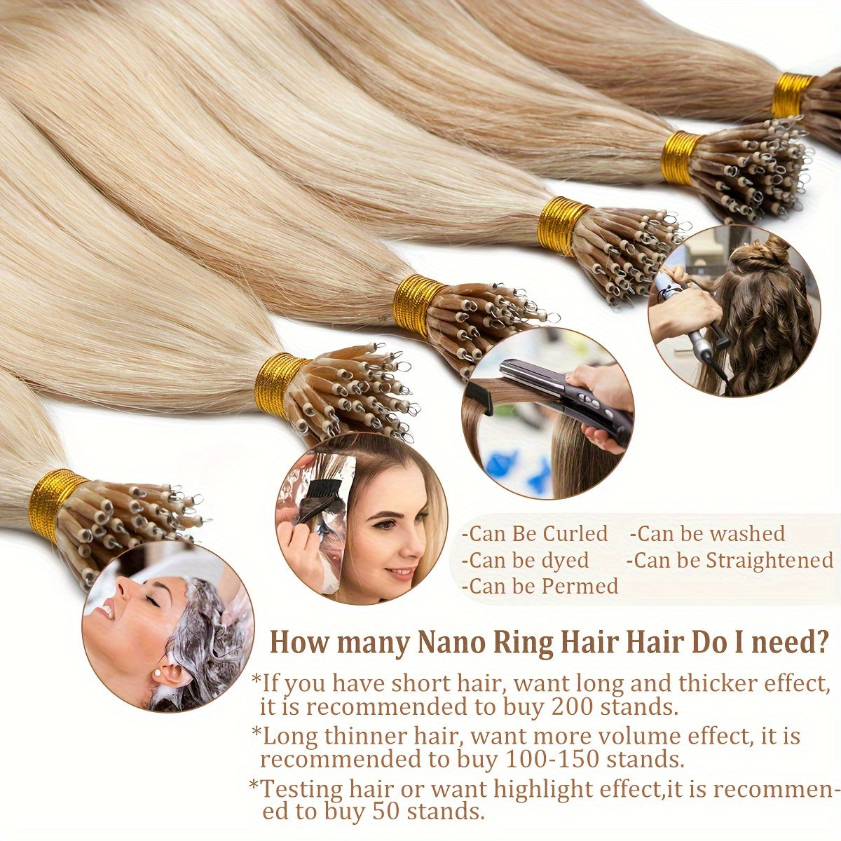 14-24 Inch 100% Remy Human Hair Extension Pre-bonded Micro Nano Rings