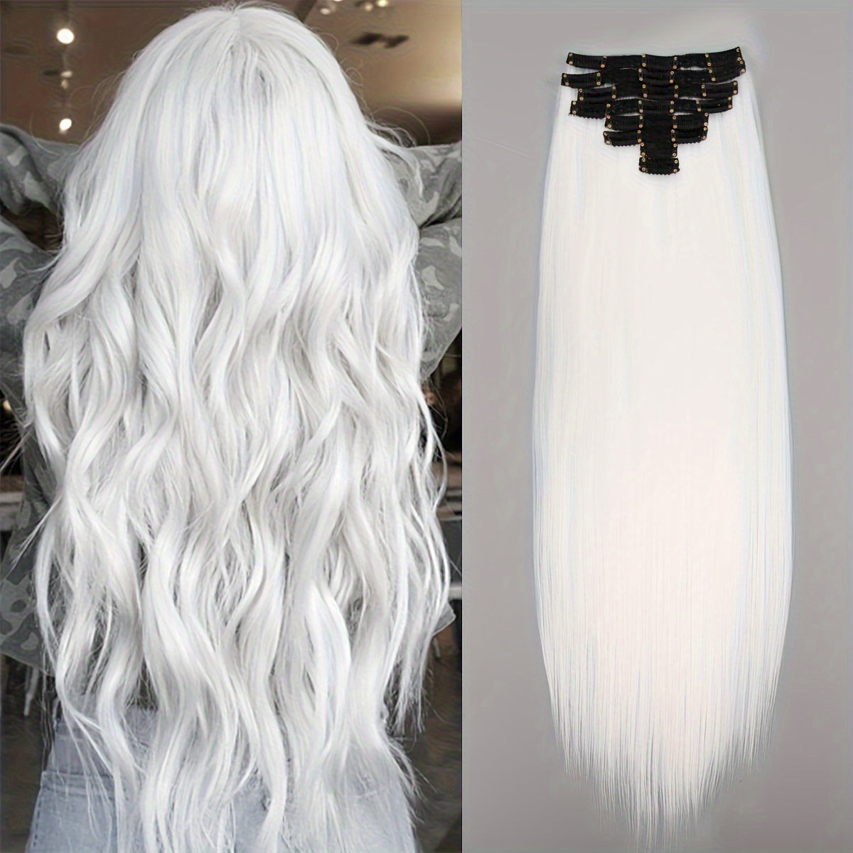 Synthetic Women's Hair Clipper 20 Inch 18 Clips/Set Long Straight Clip-in Hair Extension, Green, Pink, Brown, Red, Sky Blue Color Hair Extension Synthetic Braided Clip-in Hair Extension, Suitable for Straight Hair, Heat-resis