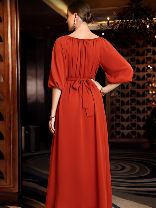 High-End Hand-Sewn Orange-Red Emirati Abaya with Diamond Design for Middle Eastern Gatherings and Festive Occasions