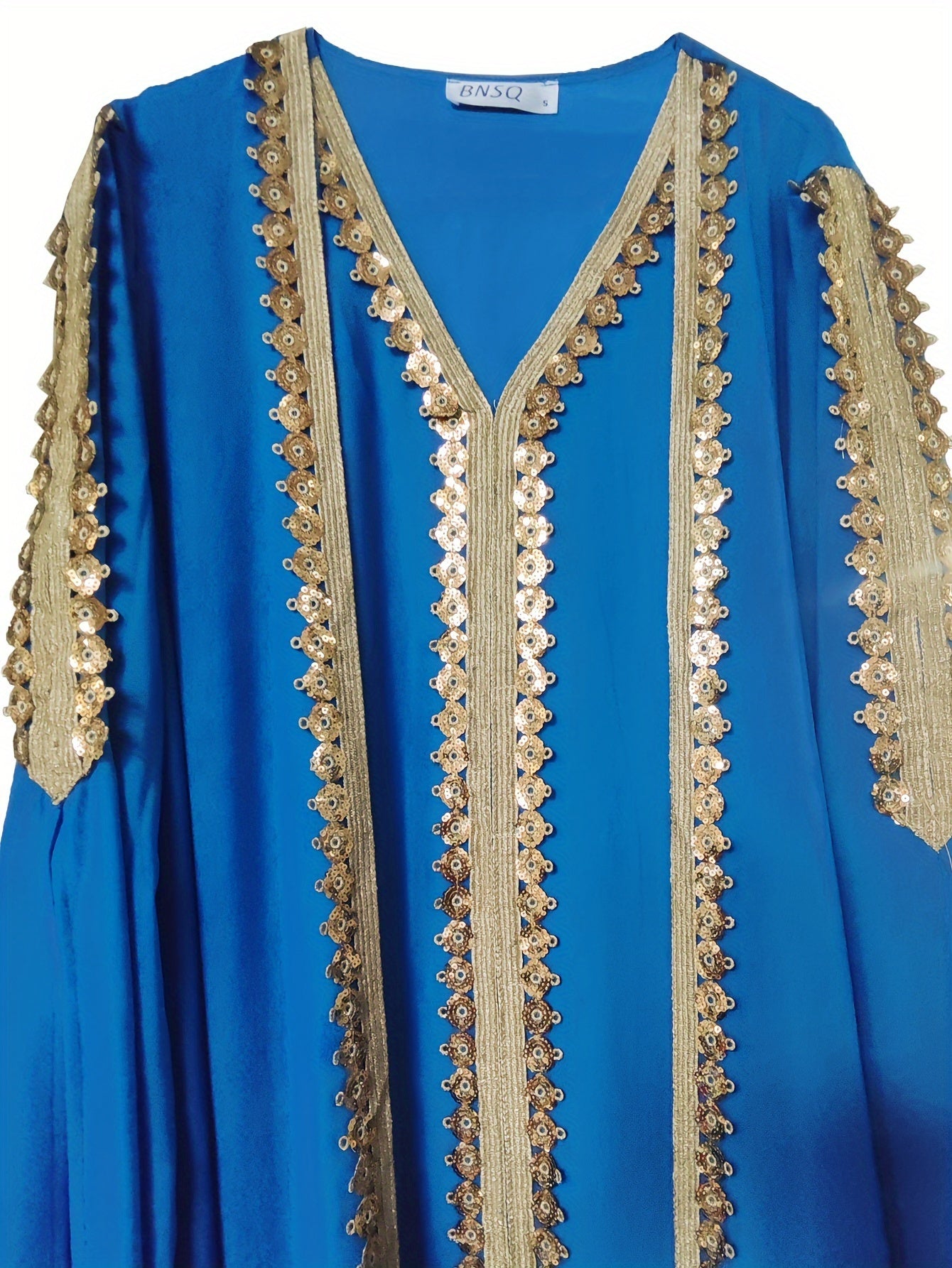 Two-piece Set: Fashion Embroidered Vest with Waist Cincher and Long Skirt + Cardigan with Sequins and Split Long Sleeves Abaya Gown Dress