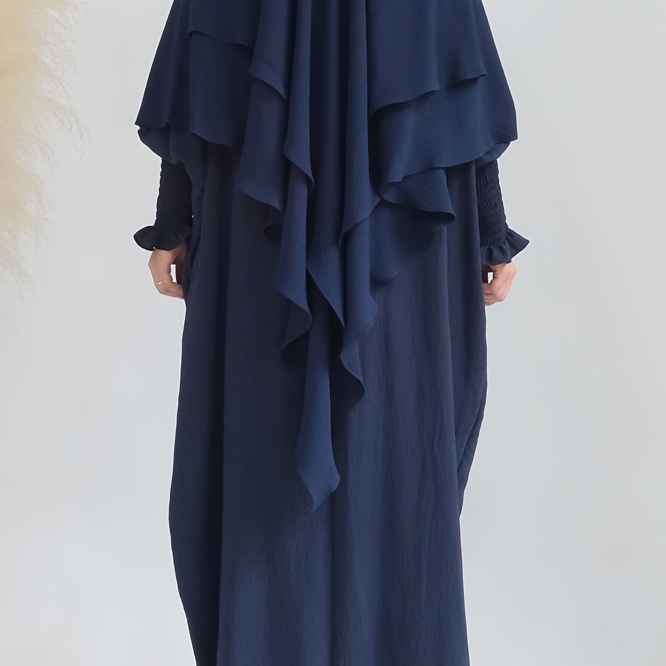 Khimar+abaya 2pcs Set Umrah Rida Set Player Jilbaab Abaya Set with Pockets