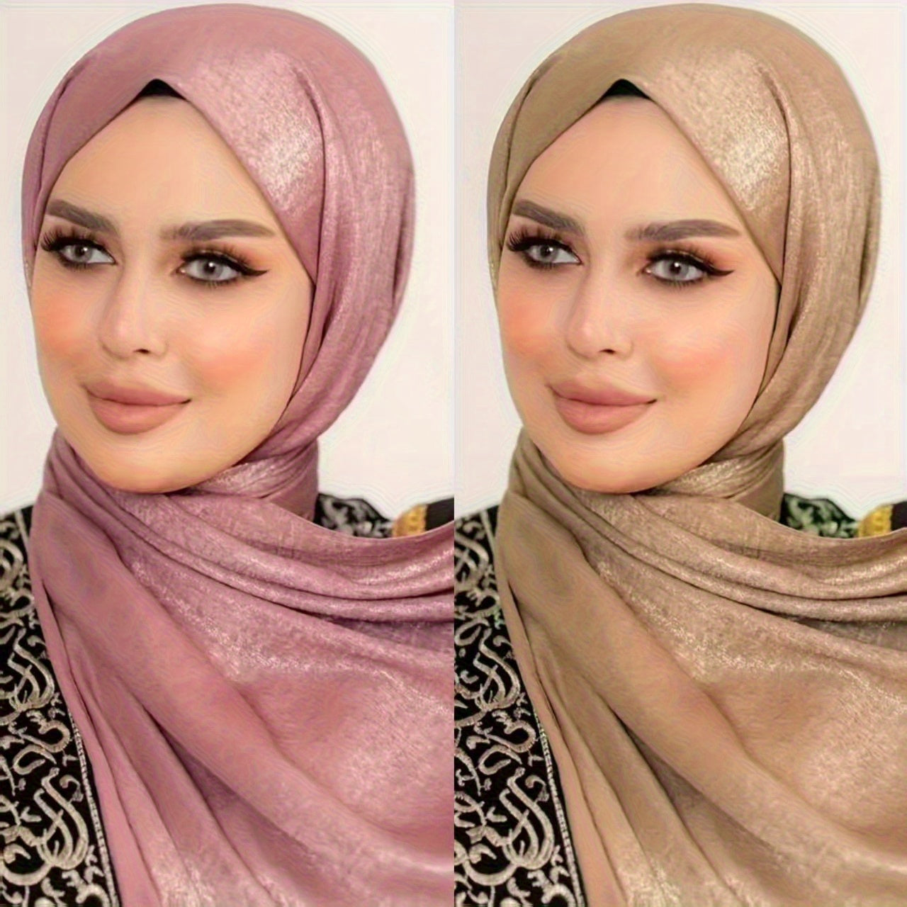 1/2 Pack Non-Stretch Religious Muslim Khimar Abaya, 100% Polyester, Breathable, Handmade, Available in Various Solid Colors, Includes Hand Wash or Professional Dry Clean Care Instructions