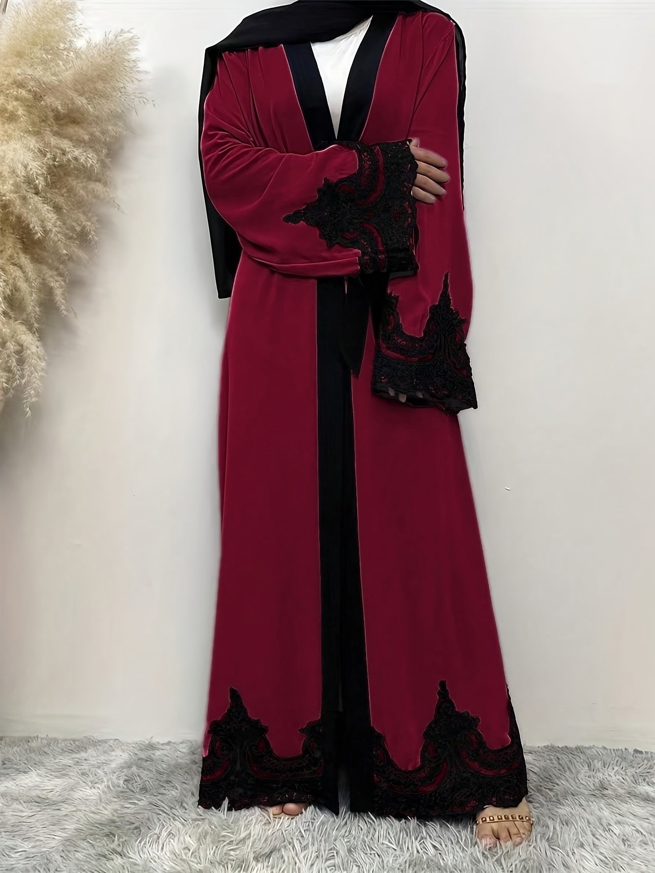 Women's Turkish & Arabic Traditional Long Kimono Abaya, Excluding Headscarf, Ramadan & Eid Al-Adha Attire