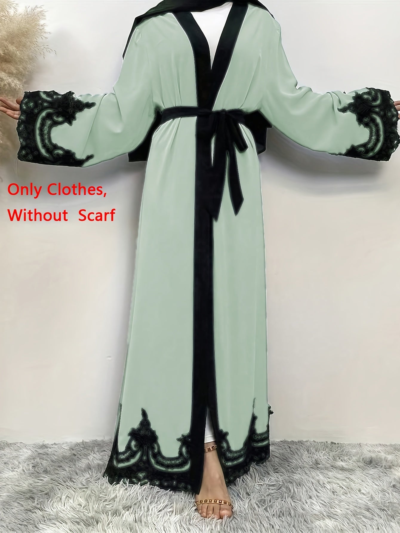 Women's Turkish & Arabic Traditional Long Kimono Abaya, Excluding Headscarf, Ramadan & Eid Al-Adha Attire