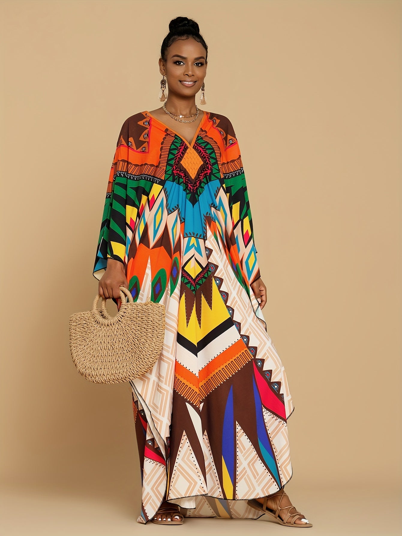 Vibrant Bohemian Kaftan Dress