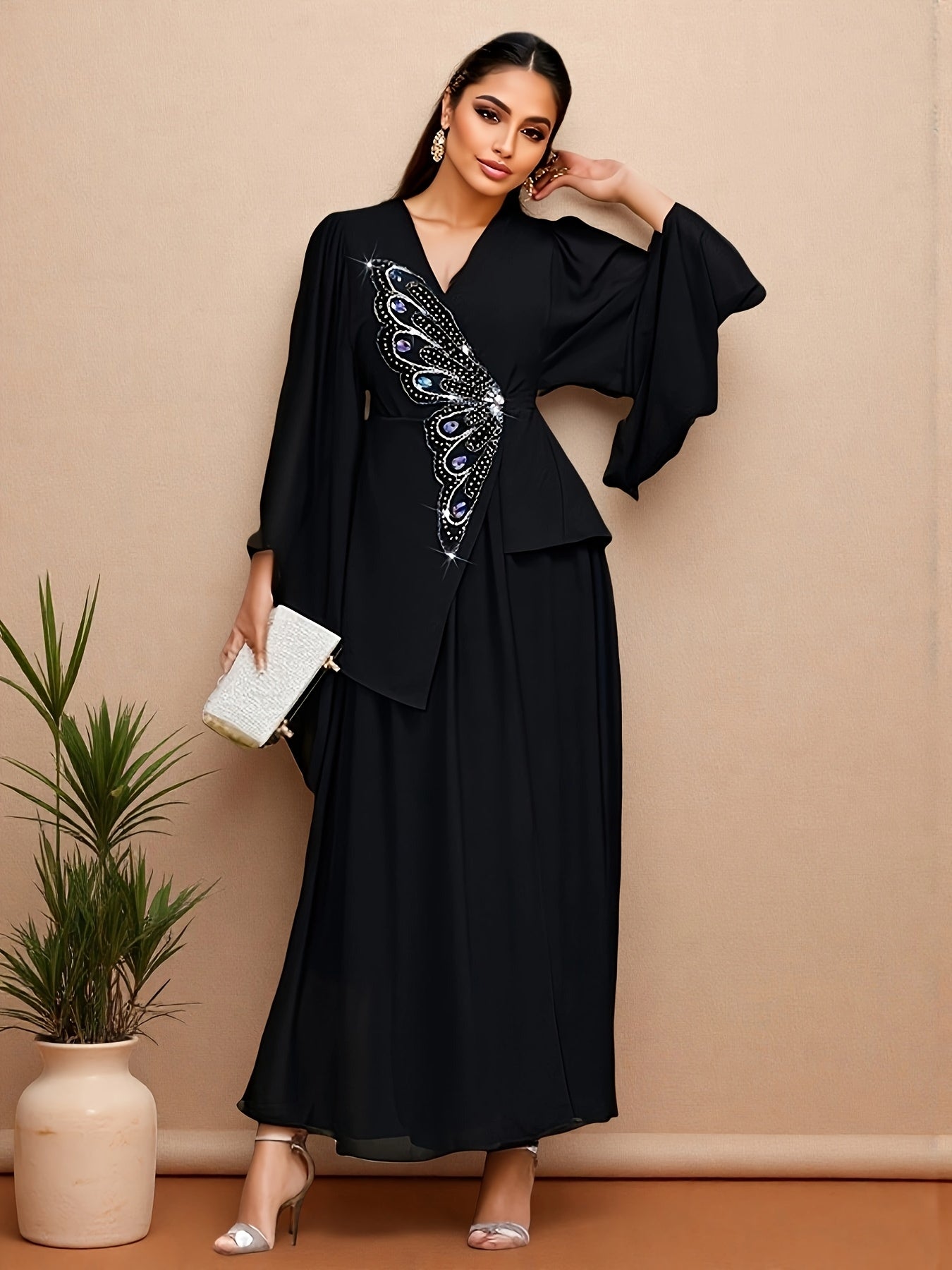 Women's Elegant Turkish Party Abaya - Formal Gala & Wedding Attire - Non-Stretch Black Gown - Hand Washable Special Occasion Outfit - Dresses for Women's Elegant Turkish Party Abaya - Formal Gala & Wedding Attire - Non-Stretch Black Gown - Hand Washable Special Occasion Outfit - Dresses for