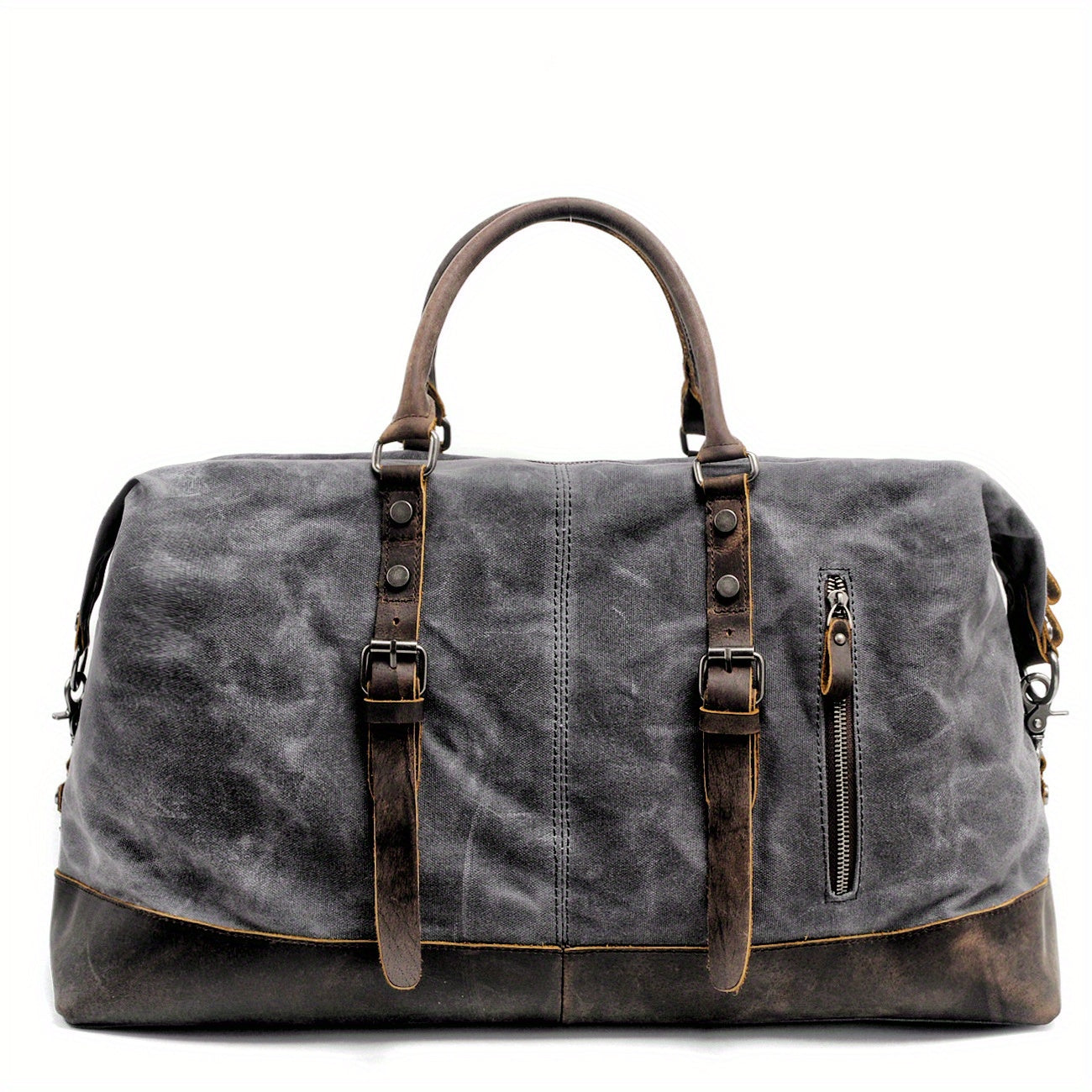 Vintage Retro Large Capacity Leather Duffel Travel Bag Men's Handheld Fashion Short Trip Gym Bag Oil Wax Crossbody Luggage Pack