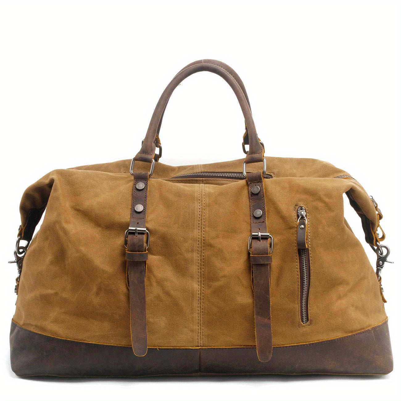 Vintage Retro Large Capacity Leather Duffel Travel Bag Men's Handheld Fashion Short Trip Gym Bag Oil Wax Crossbody Luggage Pack