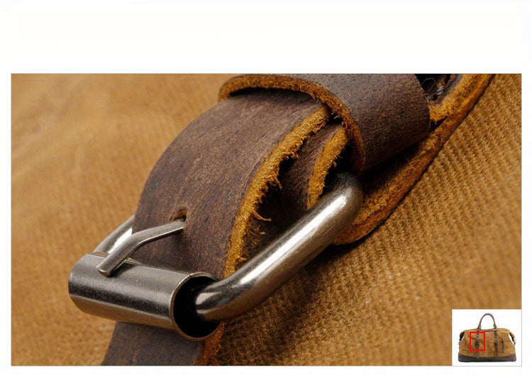 Vintage Retro Large Capacity Leather Duffel Travel Bag Men's Handheld Fashion Short Trip Gym Bag Oil Wax Crossbody Luggage Pack