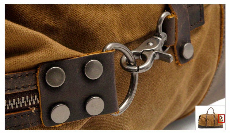 Vintage Retro Large Capacity Leather Duffel Travel Bag Men's Handheld Fashion Short Trip Gym Bag Oil Wax Crossbody Luggage Pack