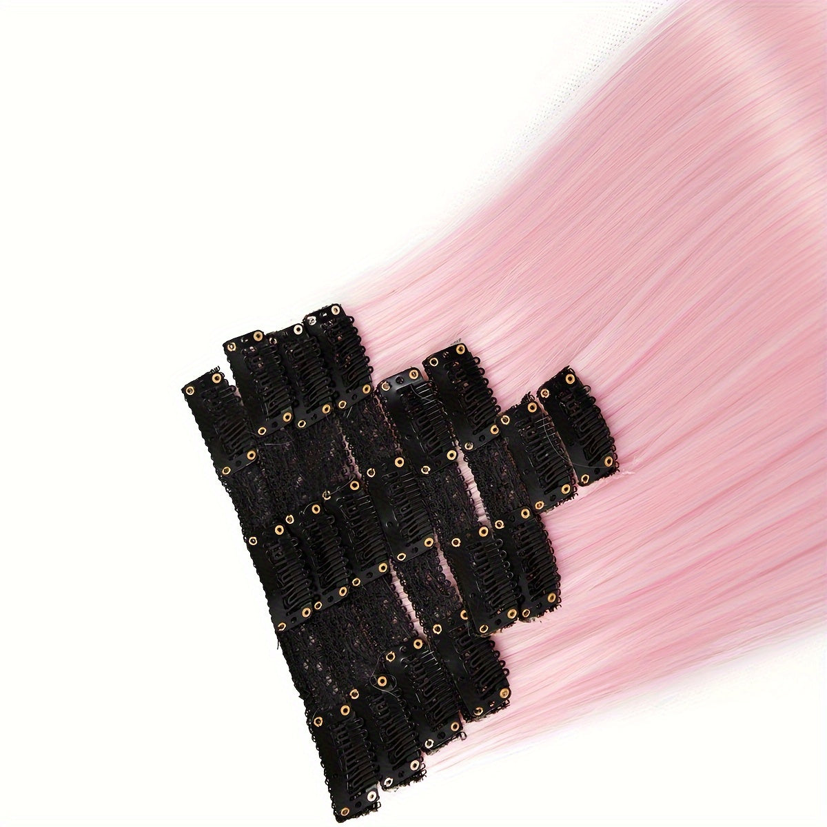 Synthetic Women's Hair Clipper 20 Inch 18 Clips/Set Long Straight Clip-in Hair Extension, Green, Pink, Brown, Red, Sky Blue Color Hair Extension Synthetic Braided Clip-in Hair Extension, Suitable for Straight Hair, Heat-resis