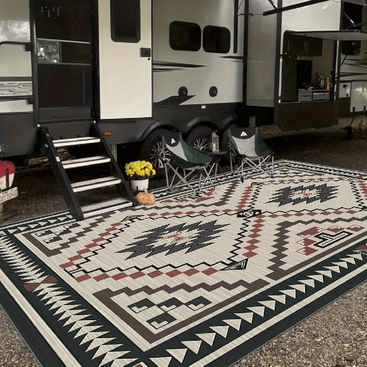 1pc RV Camping Carpet, Outdoor Yard Garden Rug, Luxury Portable Thin Rug, Indoor Outdoor Entrance Non-slip Floor Mat, Vintage Boho Style Living Room Bedroom Bathroom Kitchen Rug RV Patio Mats