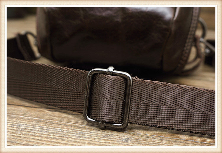 Vintage Men's Genuine Leather Autumn Small Crossbody Bag Hanging Bag Cell Phone Waist Bag Multi-function Shoulder Bag