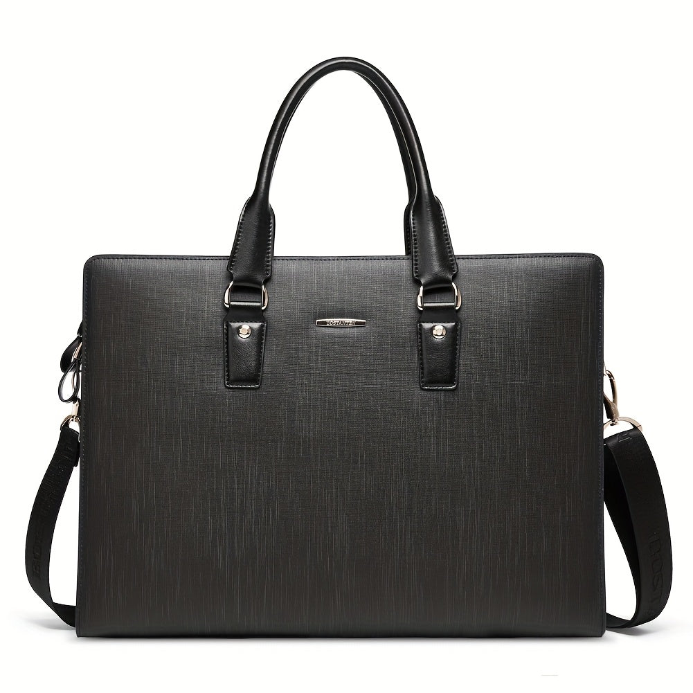 Slim Briefcase Shoulder Laptop Bag for Men & Women - Premium Leather Business Bag with Adjustable Strap, Tablet Compartment & Zipper Closure
