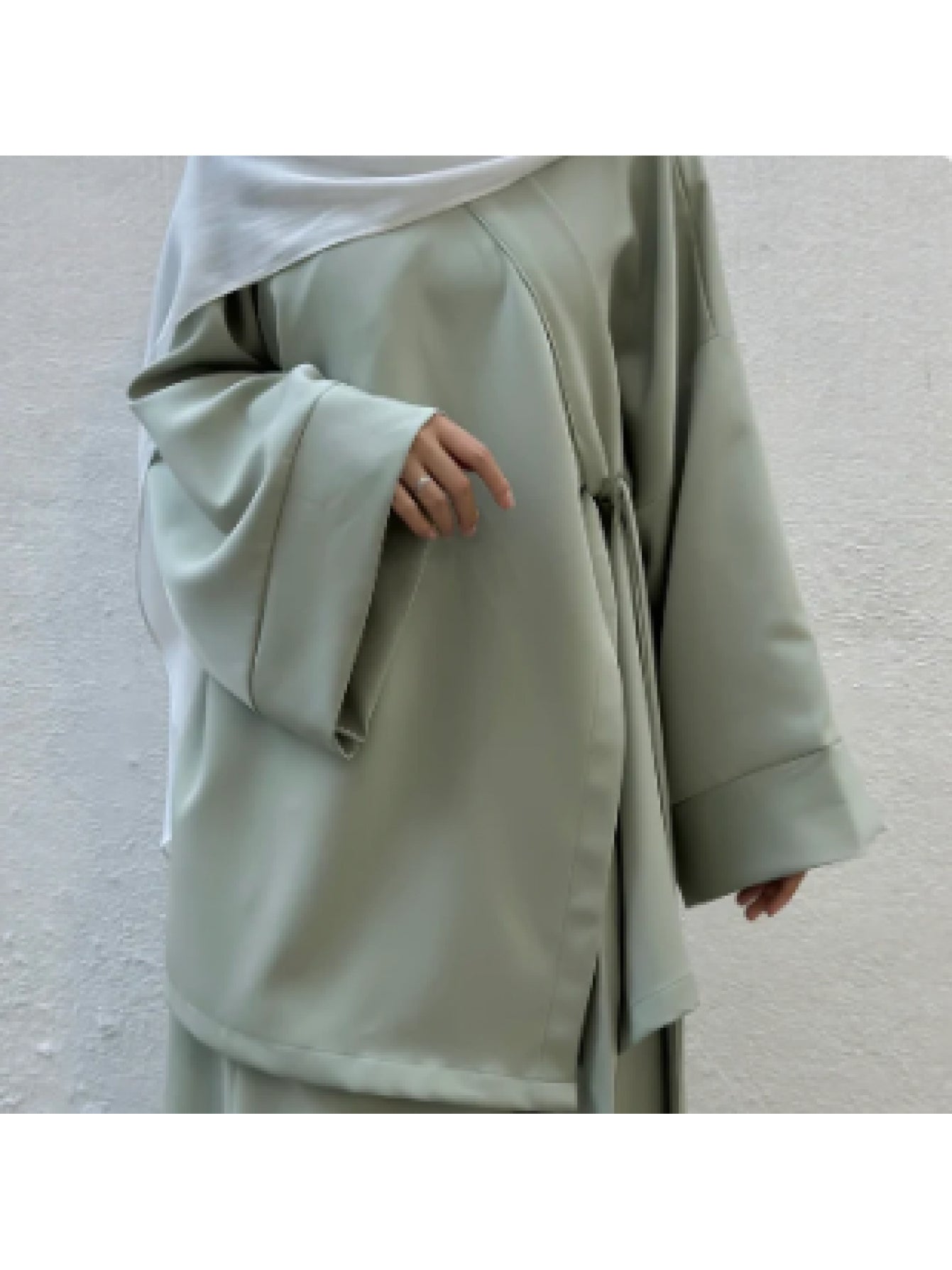 Women's Islamic Baju Abaya Kurung Hanbok Outfit - Elegant Korean-Hijab Inspired Two-Piece with Tie Belt, Long Flowing Robe for Wedding, Everyday, Ramadan - Modest Muslim Formal & Casual Attire