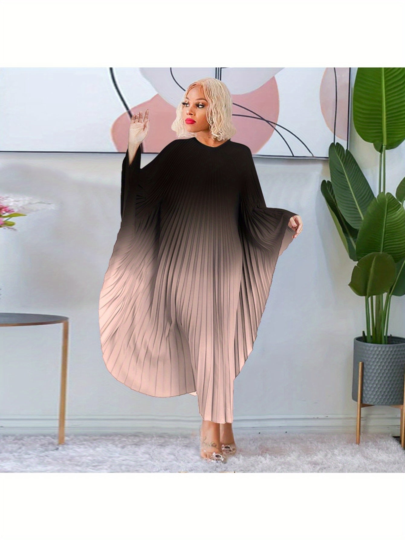 Plus Size - Elegant And Stylish Pullover Cape Abaya Dress with Bat Sleeves for Plus Size Women, Designed for The Autumn And Winter of 2025.