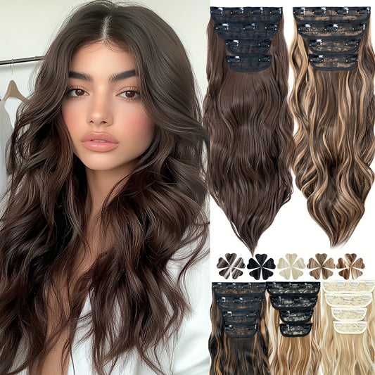 4Pcs/set 22inch Long Curly Hairpieces Ombre Hairpieces for Women