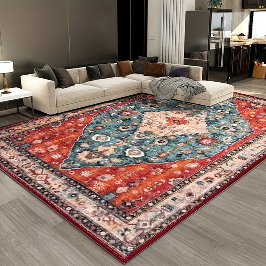 Extra Large Area Mat - Non-Slip Backing & Machine Washable Soft Arabian Carpet, Extra Large Floor Mat (Over 70.87inch) for Living Room, Bedroom, Office - Red/Blue/Beige/Black/Teal/Orange/White/Gray/ - Durable Polyester Rug for Modern