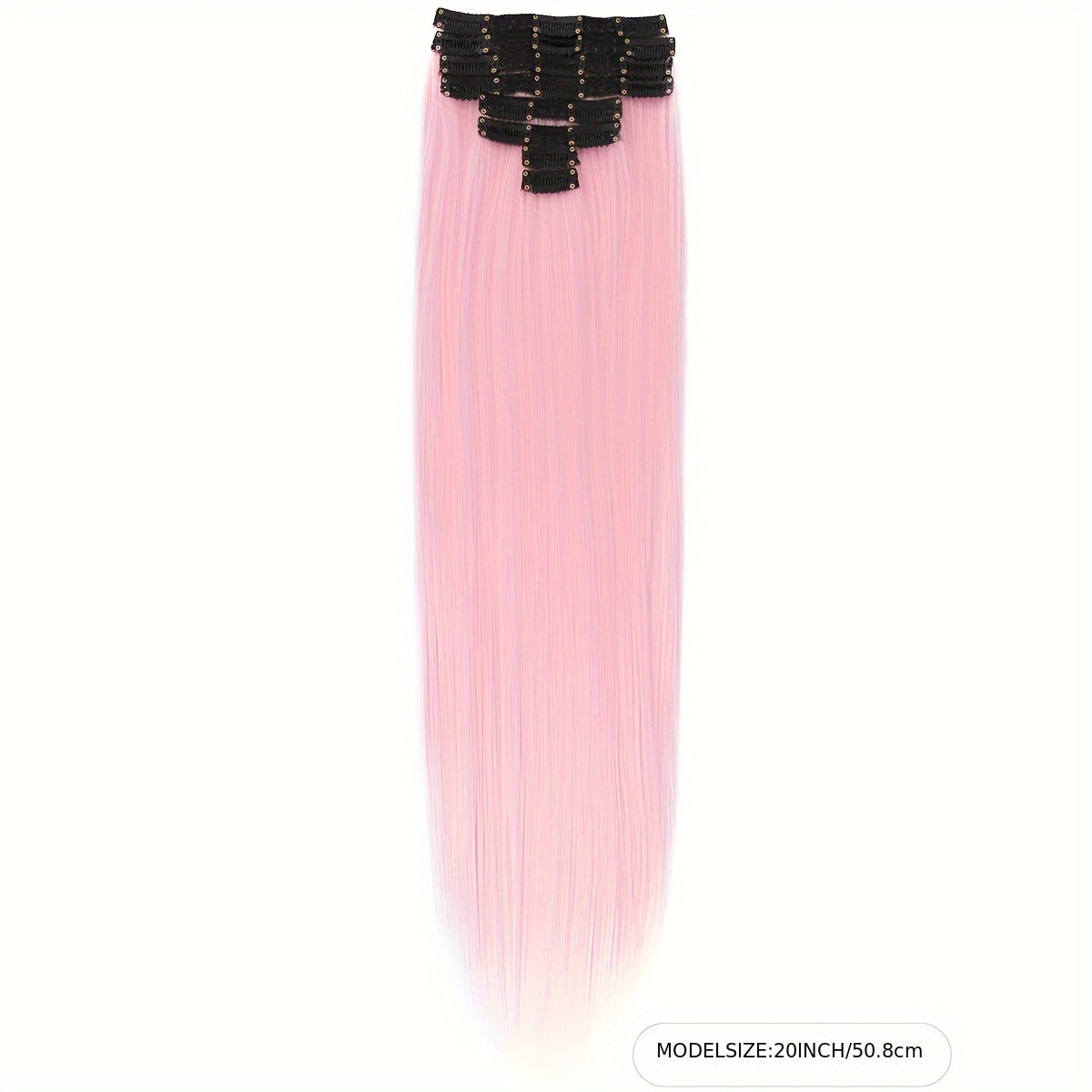 Synthetic Women's Hair Clipper 20 Inch 18 Clips/Set Long Straight Clip-in Hair Extension, Green, Pink, Brown, Red, Sky Blue Color Hair Extension Synthetic Braided Clip-in Hair Extension, Suitable for Straight Hair, Heat-resis