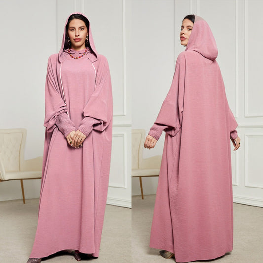 Women's Islamic Prayer Dress & Modest Jibab Abaya - Soft Pink (Pastel) Full Coverage Hijab Robe with Sleeves, for Ramadan, Travel, Daily Prayer - Muslim Kaftan, Muslimah Clothing, Modestwear Outfit, Elegant Drape, Breathable Fabric