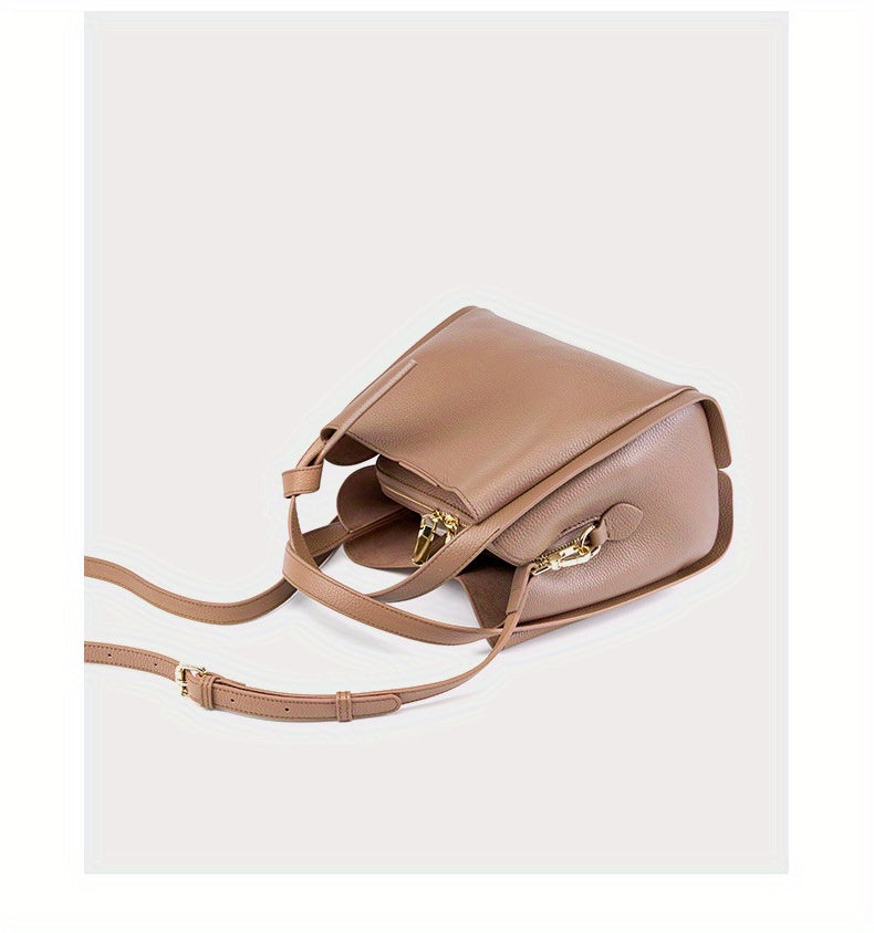 Women's Leather Tote Bag, Versatile and Popular Leather & Messenger Handbag for Women, Crossbody Bag, Cowhide Bucket Bag
