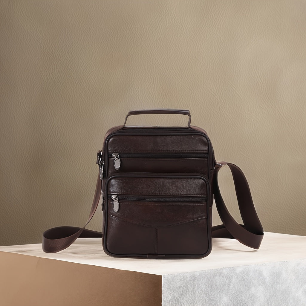 Leather Men's Satchel Bag | Large Capacity Vintage Business Handbag, First Layer Of Leather, Leisure Crossbody Bag
