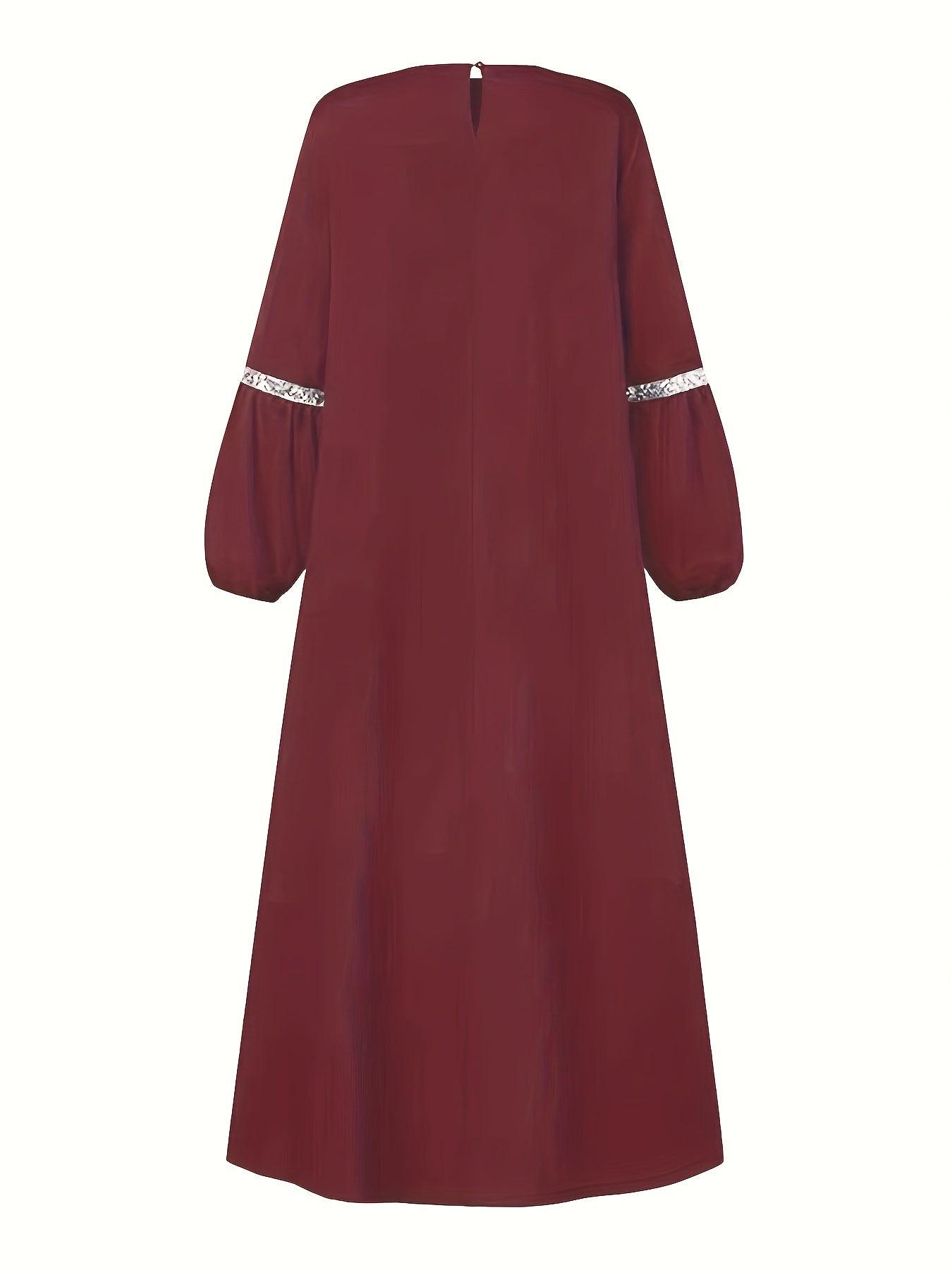 [Elegant Abaya] Elegant Arabic Abaya Burkha | 2023 New Women's Long Sleeve Modest Cover Dress, Solid Green, Sequin Sleeves, Machine Washable, No Stretch Fabric