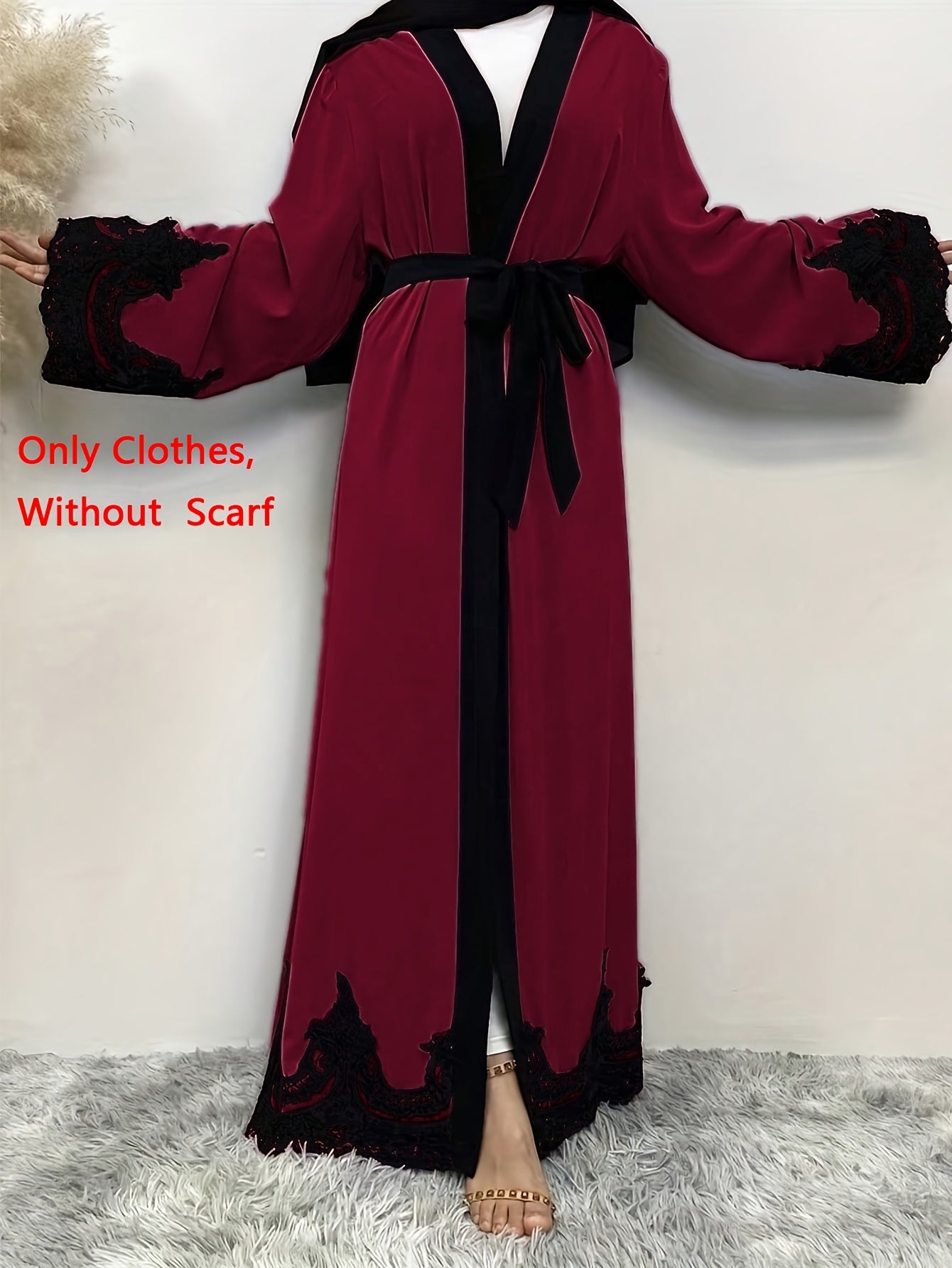 Women's Turkish & Arabic Traditional Long Kimono Abaya, Excluding Headscarf, Ramadan & Eid Al-Adha Attire