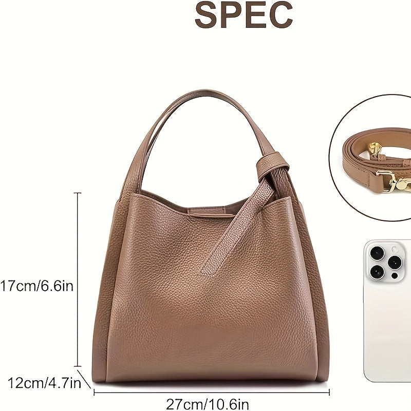 Real Leather Women's Crossbody Handbag, Medium-sized Bag, First Layer Cowhide Large Capacity Bucket Bag, High-quality Crossbody Bag, Fashionable Ladies