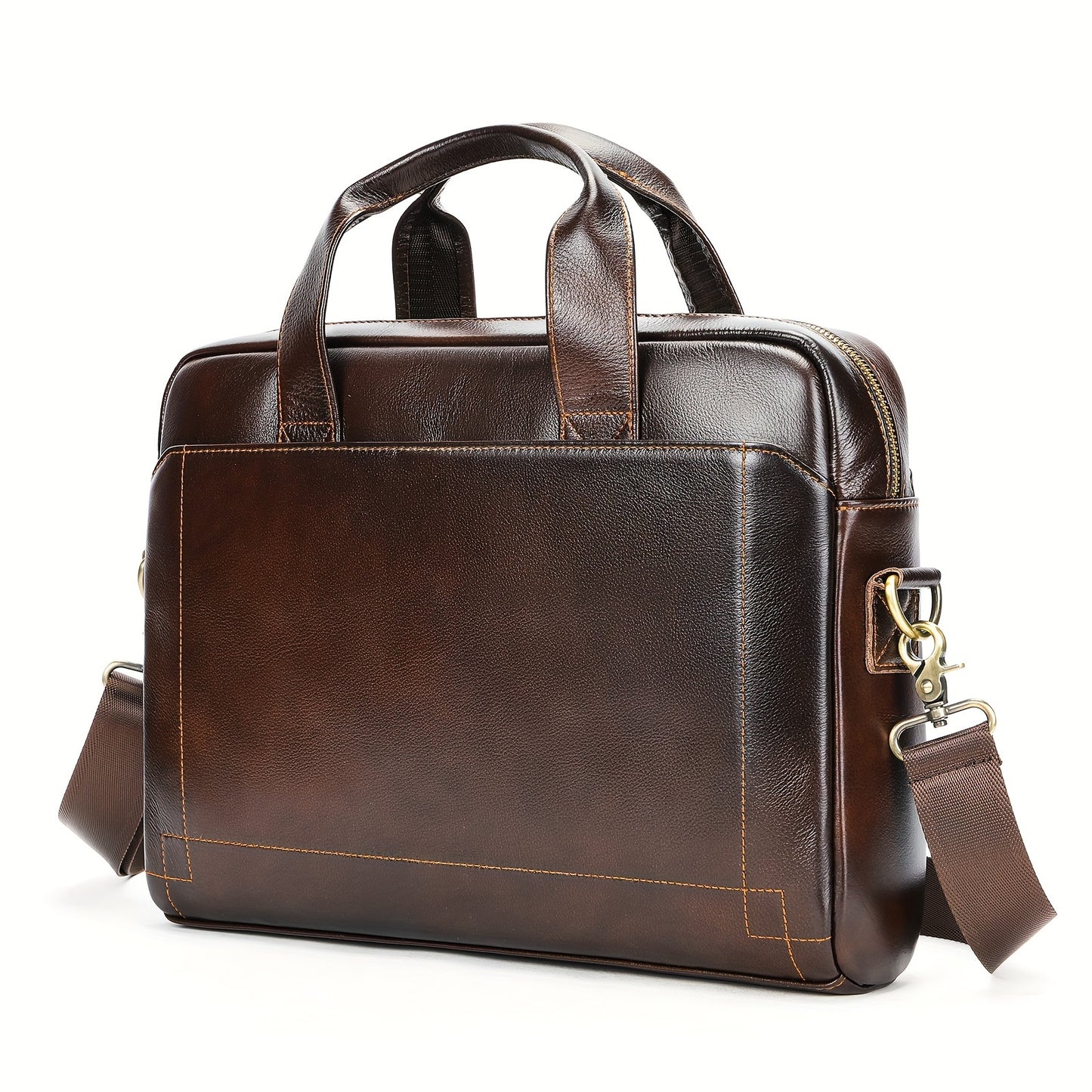 Vintage Head Layer Cowhide Men Handbag Large Capacity Laptop Briefcase Commuter Business Men Single Shoulder Crossbody Bag