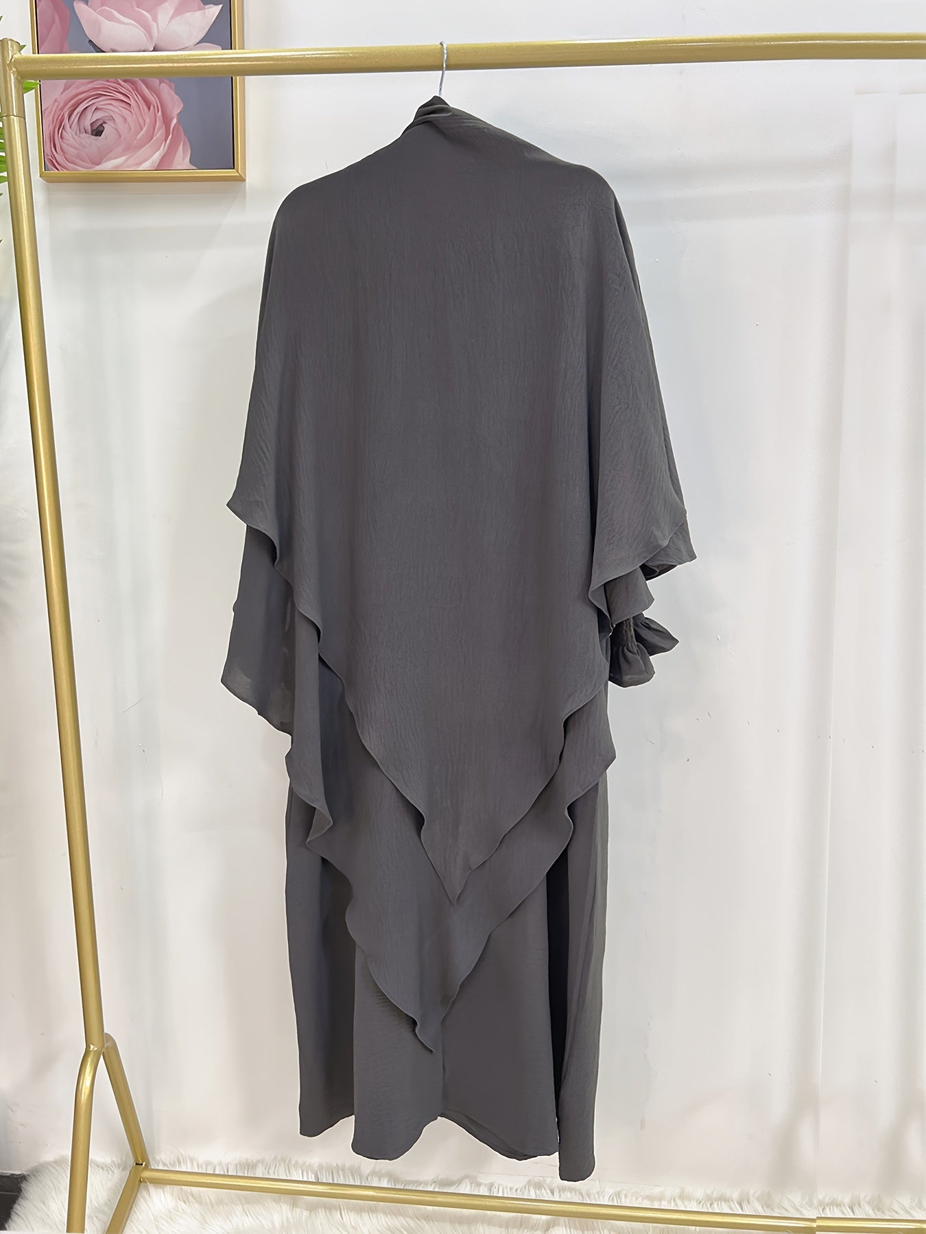 Khimar+abaya 2pcs Set Umrah Rida Set Player Jilbaab Abaya Set with Pockets