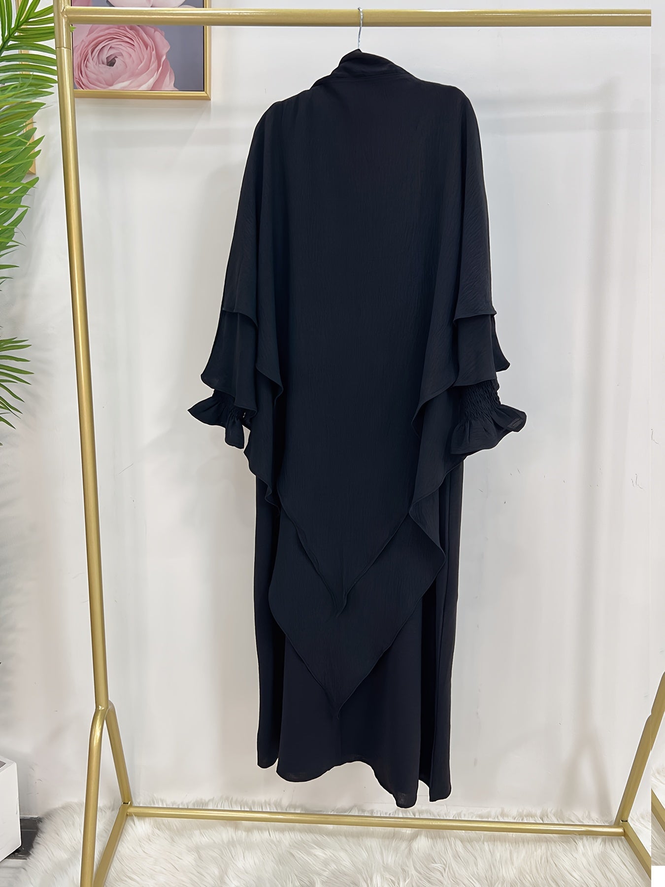 Khimar+abaya 2pcs Set Umrah Rida Set Player Jilbaab Abaya Set with Pockets