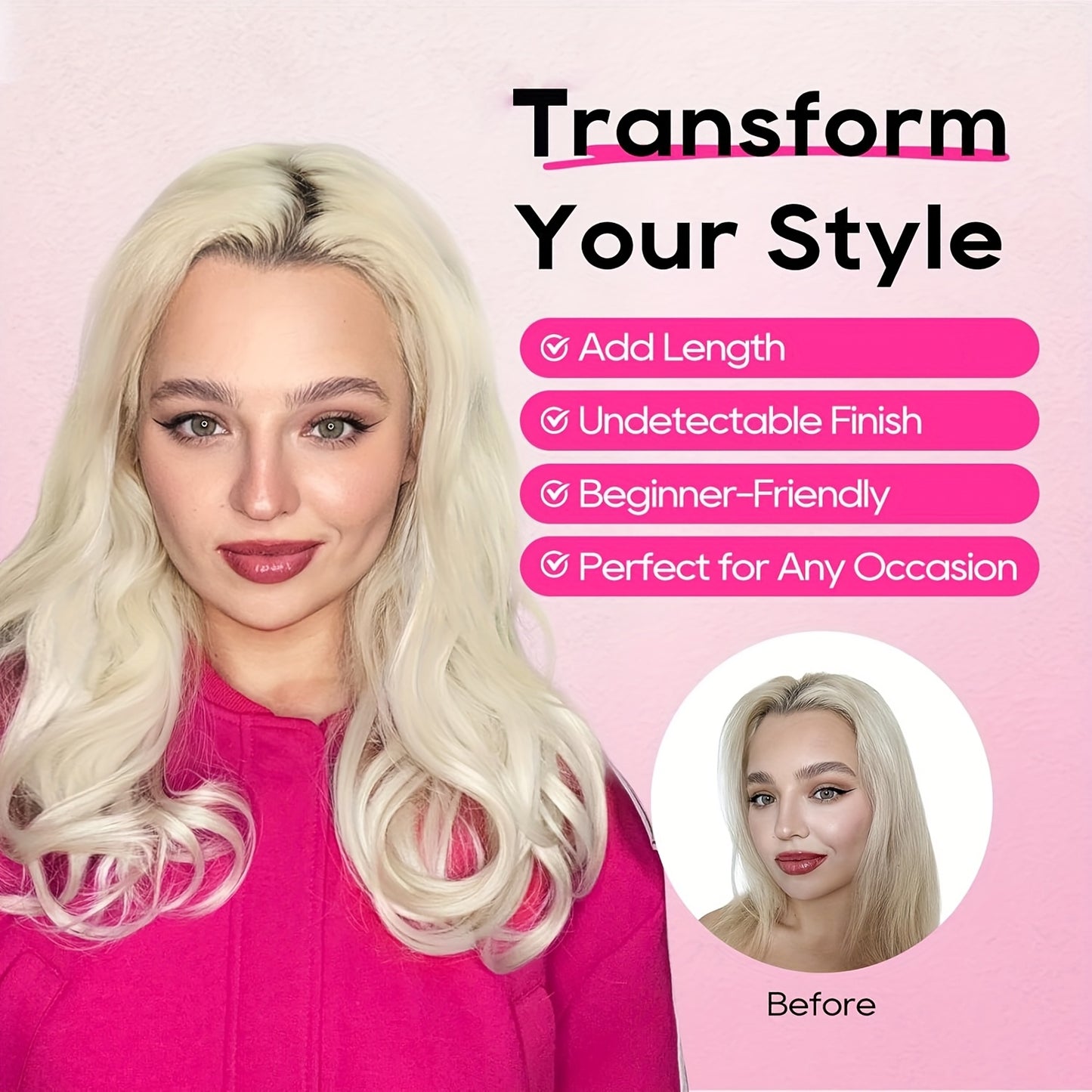 4pcs Lace Weft Hair Extensions | 14 Inch Short Wavy Invisible Hair Extensions