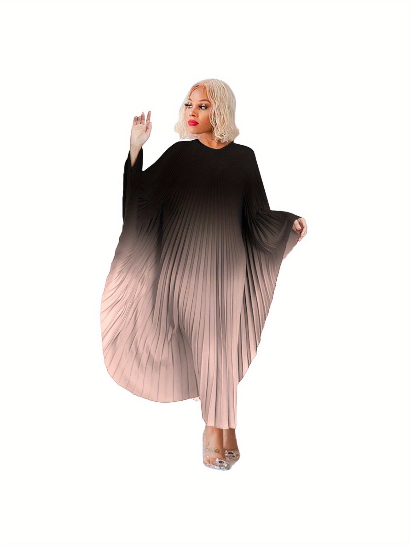 Plus Size - Elegant And Stylish Pullover Cape Abaya Dress with Bat Sleeves for Plus Size Women, Designed for The Autumn And Winter of 2025.