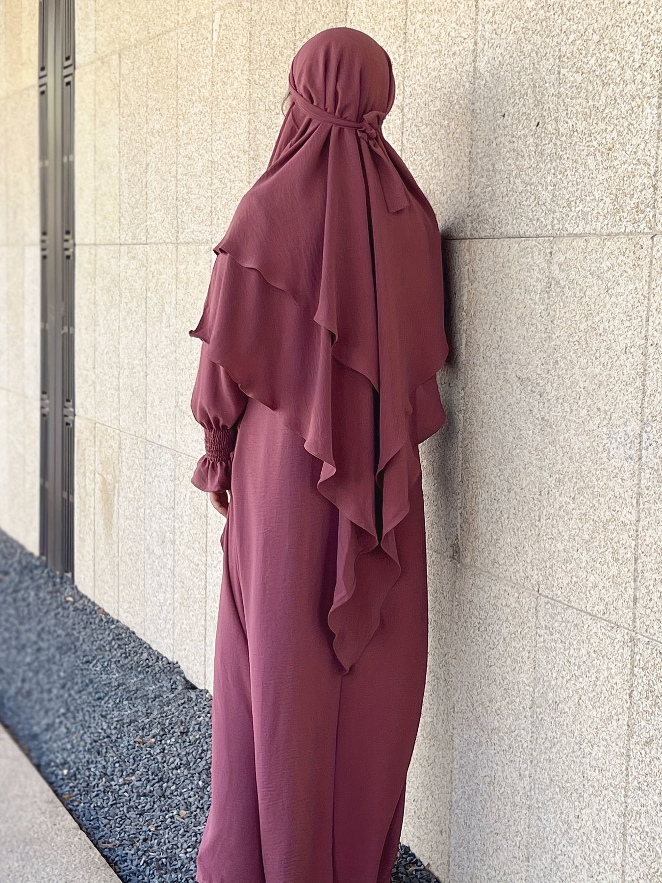 Khimar+abaya 2pcs Set Umrah Rida Set Player Jilbaab Abaya Set with Pockets