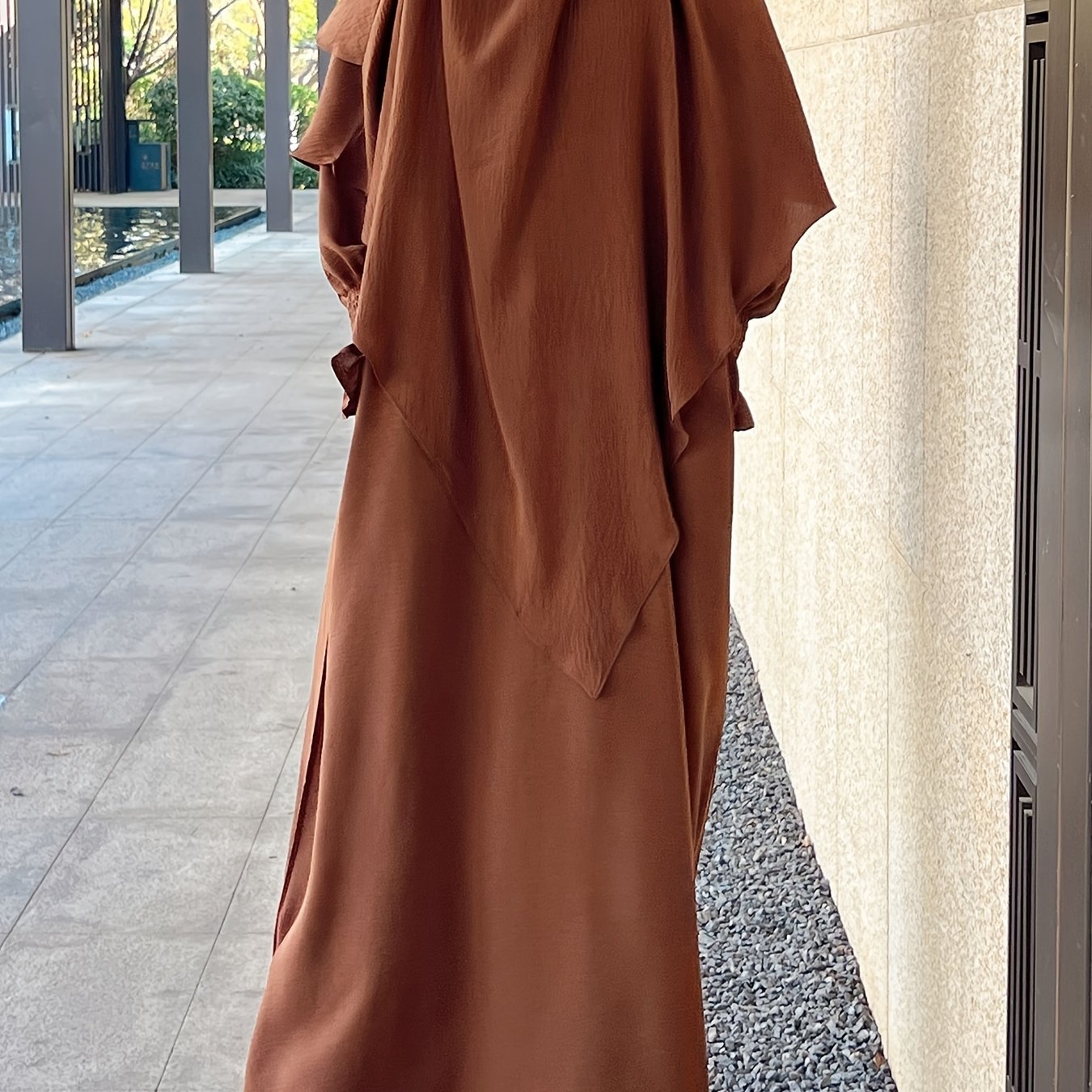 Khimar+abaya 2pcs Set Umrah Rida Set Player Jilbaab Abaya Set with Pockets