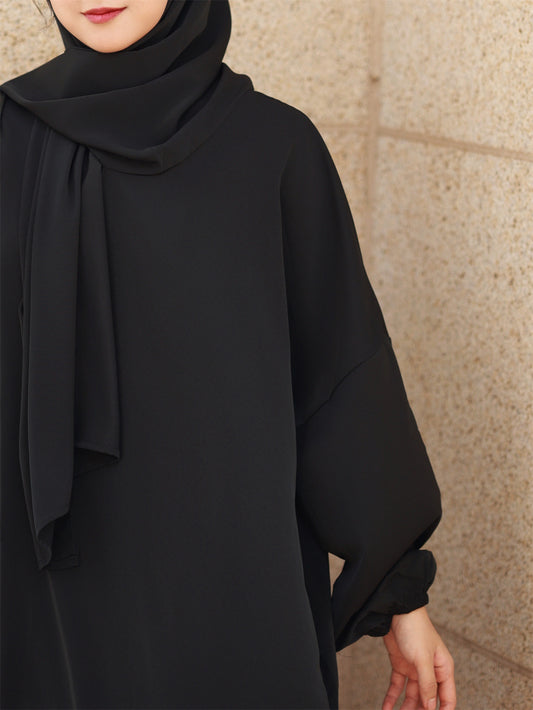 Women'S Loose Modest Jibab Abaya with Headscarf - Long Sleeve, Polyester, Non-Stretch Fabric | Ideal for Ramadan and Daily Wear, Casual Style, Allseason Abaya | Elegant Abaya | Polyester Abaya