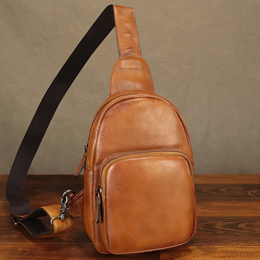 Genuine Leather Sling Bag For Women And Men Vintage Full Grain Leather Sling Backpack, Crossbody Bag