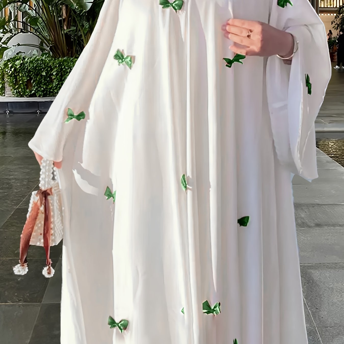 Women's Muslim Butterfly Abaya Robe Dress - Elegant Islamic Long Dress with Flared Hem, Non-Stretchy Fabric for Daily, Wedding, Travel - Modest Islamic Clothing (Hand Wash/Dry Clean), Muslim Dress, Daily Wear Abaya