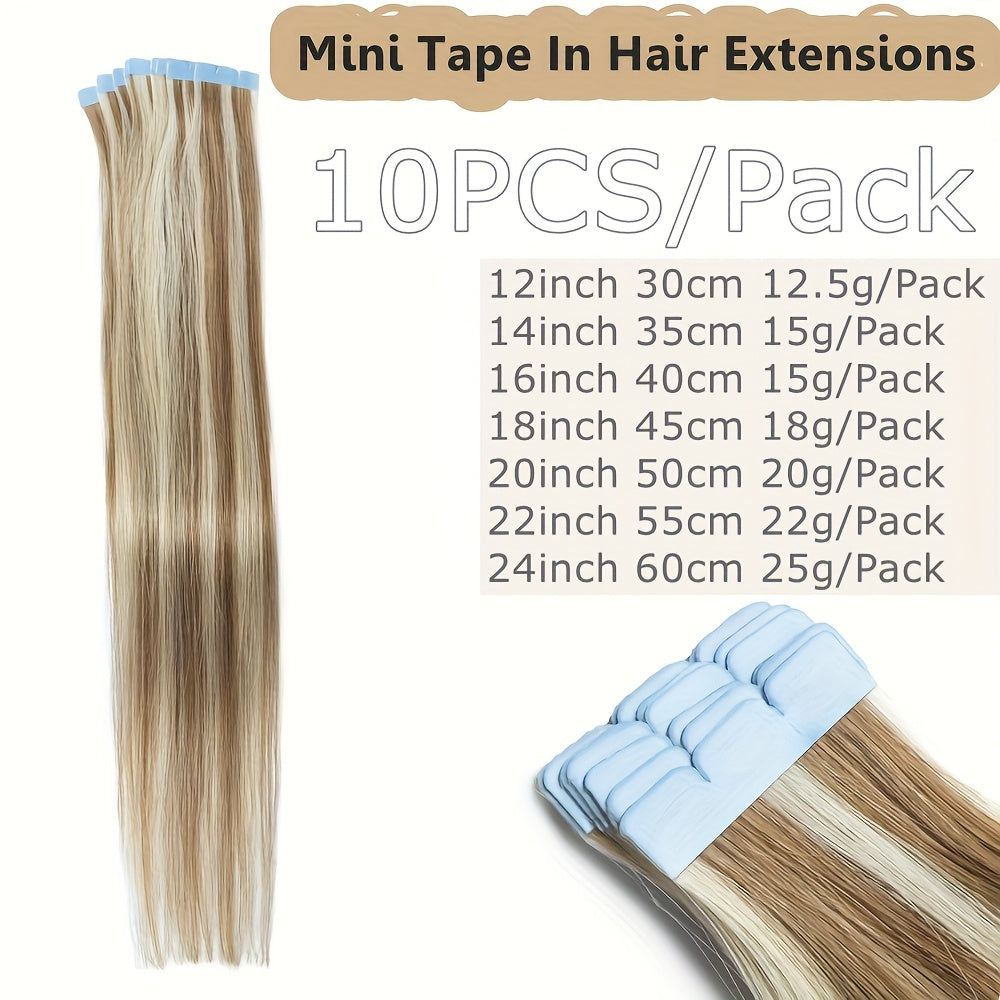 10pcs Soft Human Hair Mini Tape In Hair Extensions